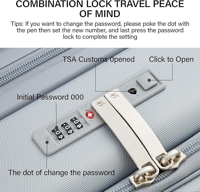 MILADA Expandable Carry On Luggage with Spinner Wheels PC Hard Shell Suitcases 20 Inch Top Opening Travel Suitcase with Wheels TSA Approved Luggage Trunk Rolling Carry-On, Grey