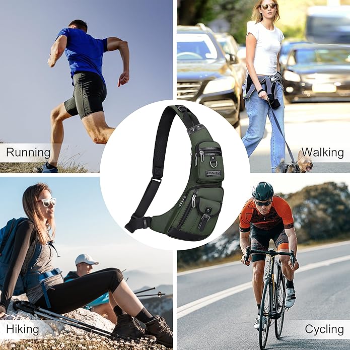 WITZMAN Sling Bag for Men Crossbody Bags Travel Slim Chest Bag One Strap Lightweight Casual Daypack