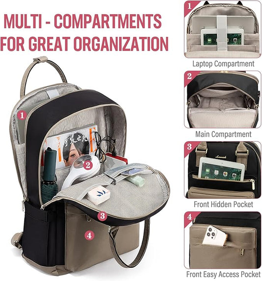 LOVEVOOK Laptop Backpack for Women Men, 17.3 Inch Laptop Bag with USB Port Fashion Waterproof Backpacks Teacher Nurse Stylish Travel Bags Vintage Daypacks Bookbag for College School Work