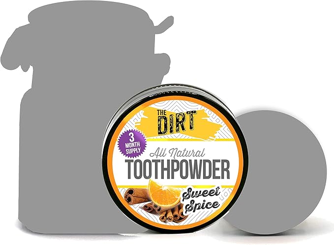 The Dirt - Remineralizing Tooth Powder, Natural Fluoride-Free Teeth Whitening Powder with Hydroxyapatite, Flouride & Gluten Free, Organic Vegan (Sweet Spice, 25g: 3 Month Supply)