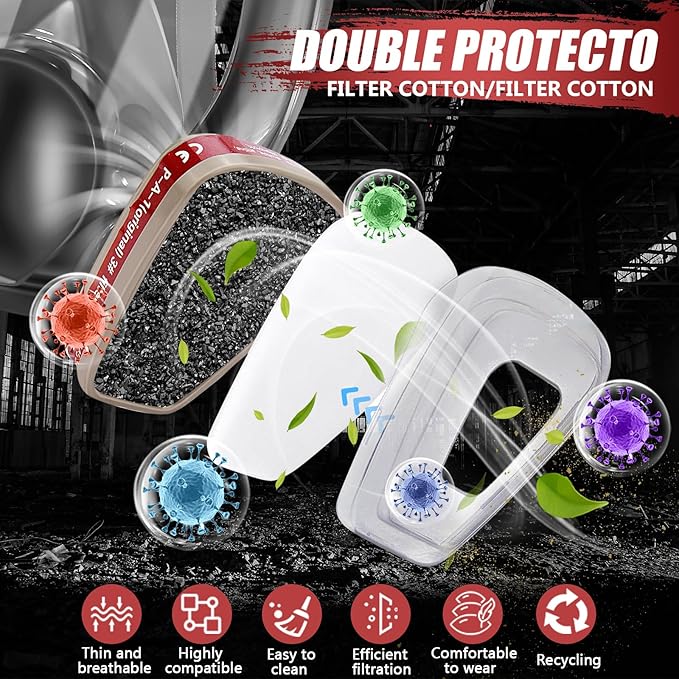 Full face Respirator Mask - Gas Masks Survival Nuclear and Chemical with Activated Carbon Filter for Chemical Dust