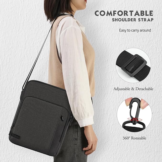 MoKo 12.9 Inch Tablet Sleeve Bag Carrying Case with Pockets Fits 13 Inch New iPad Pro M4 & Air M2 2024, iPad Pro 12.9 M2&M1, Surface Laptop Go 12.4", Galaxy Tab S8+/S9+ 12.4", Black & Gray