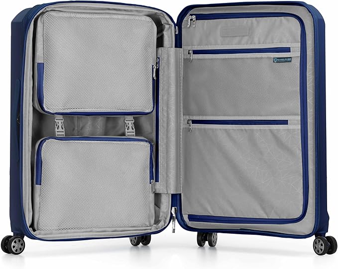 Traveler's Choice Pagosa Indestructible Hardshell Expandable Spinner Luggage, Navy, 2-Piece Set (22/26)