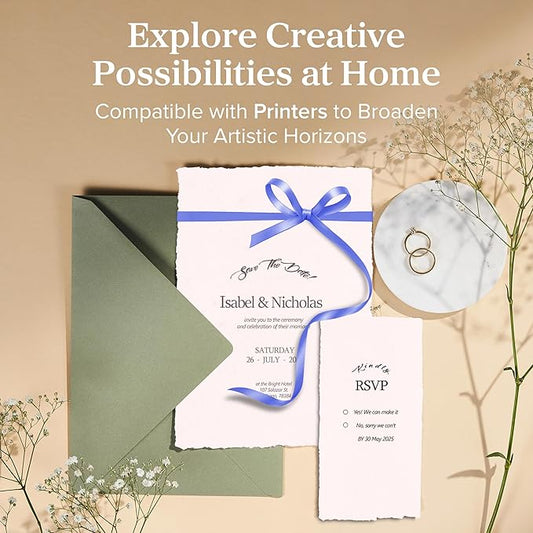 Wanderings Pink A4 Handmade Paper with Deckled Edge - 8.3" x 11.7", 150 GSM, 50 Sheets Textured Paper - Perfect for Light Watercolor, Drawing, Writing, Printing & Mixed Media