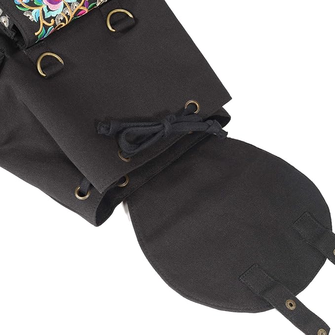 SILKAREA Vintage Embroidered Backpack Purse for Women Handbag Canvas Shoulder Bag Ethnic Boho Travel Backpack (Black S2) Large