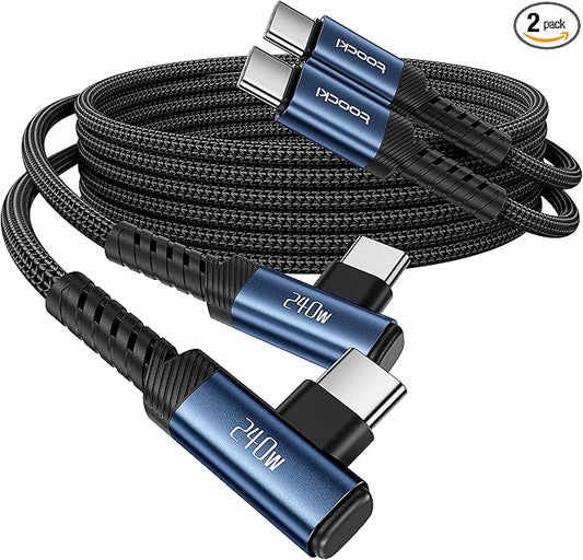 USB C Cable [2Pack, 6.6ft] 240W Fast Charging Type C Cord, Nylon Braided USB 2.0 Cable for iPhone 17 16 15 Pro Plus Pro Max Air, iPad Pro, Samsung Galaxy S24 S23, Switch, MacBook Pro, Pixel