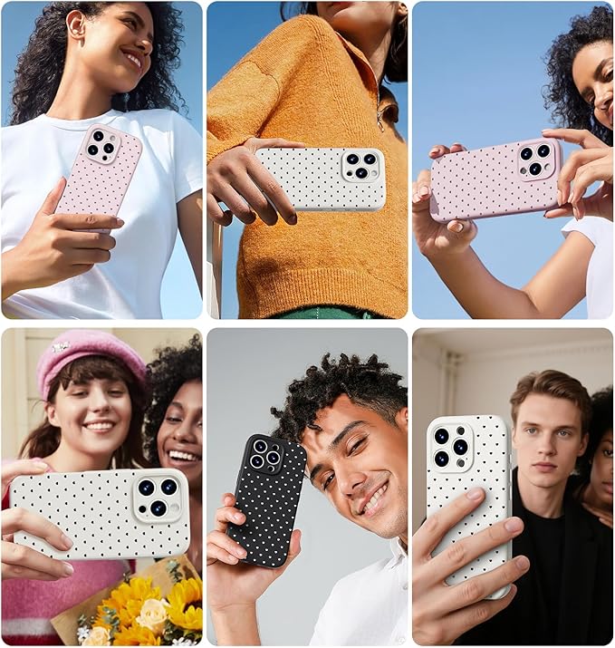 Magnetic for iPhone 16 Pro Max Liquid Silicone Case, Compatible with MagSafe, Heart Dot Case, [Full Camera Protection] Shockproof Phone Case with Soft Anti-Scratch Microfiber Lining