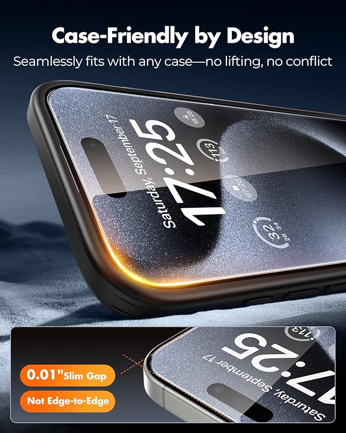 UNBREAKcable 2+2 Pack for iPhone 15 Pro Screen Protector & Lens Protector 【Military-Grade】【Easy Install】【Efficient Night Shot】9H+ Shatterproof Tempered Glass Film,Bubble-Free&Anti-Fingerprint ,Case Friendly-6.1 inch