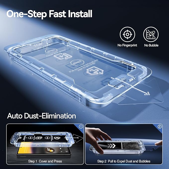 SMARTDEVIL [3+3 Pack for Google Pixel 6 Screen Protector with Camera Lens Protector, Finger Print Reader Compatible, Fast & Easy Installation, Clear 9H Tempered Glass Film, Alignment Frame