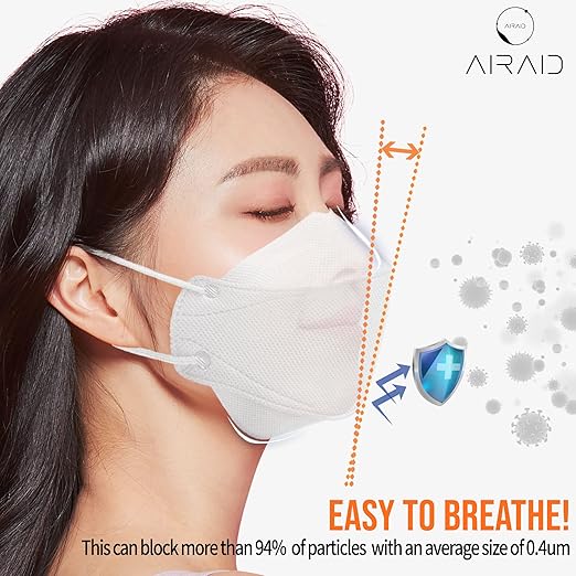 AIRAID-KF94 [Individually Wrapped] - Made in Korea, 3D Multicolor Packs, Face Protective Mask, Adult and Older Teens (Multicolor-10P)