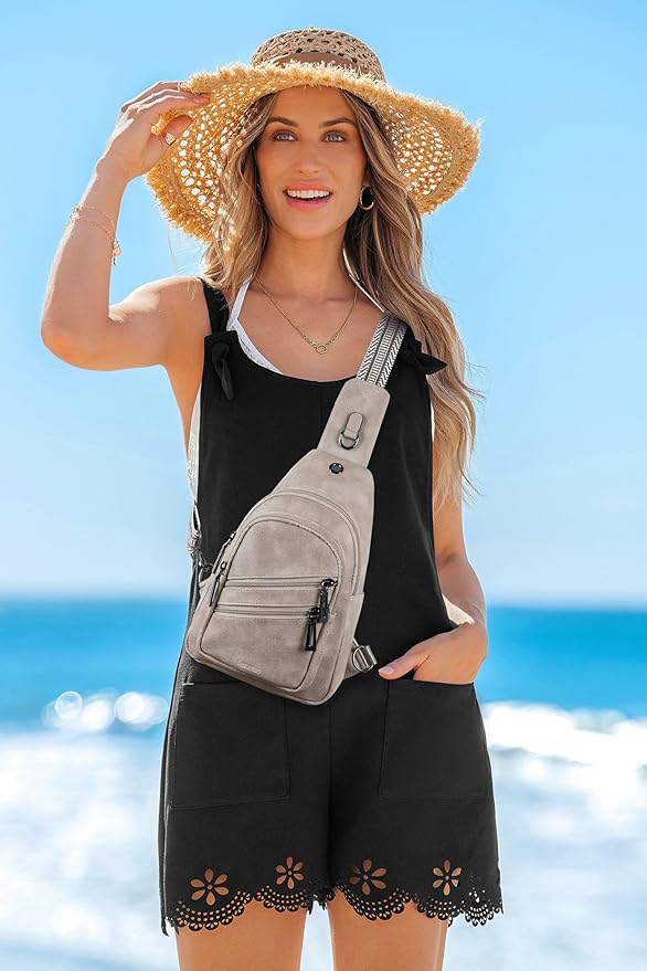 Sling Bag for Women Crossbody Purse Leather Crossbody Bag Fanny Pack Chest Pack for Travel Everyday Vacation