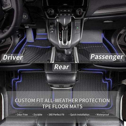 KELCSEECS All Weather Floor Mats Fit for Toyota Tacoma Double Cab 2005-2015 (Only for Automatic Models) Car Mats TPE Floor Liners Tacoma Accessories Front& Rear Row