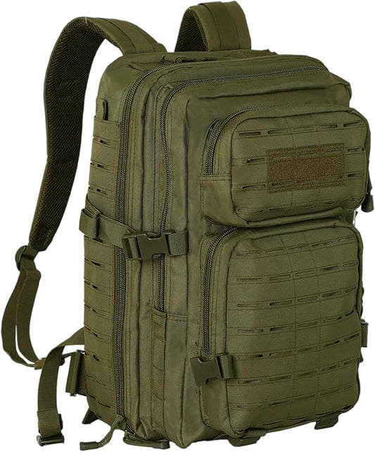 40L Tactical Backpack, Camouflage Military Bug Out Bag, Durable MOLLE Hiking Camping Gear (GREEN)
