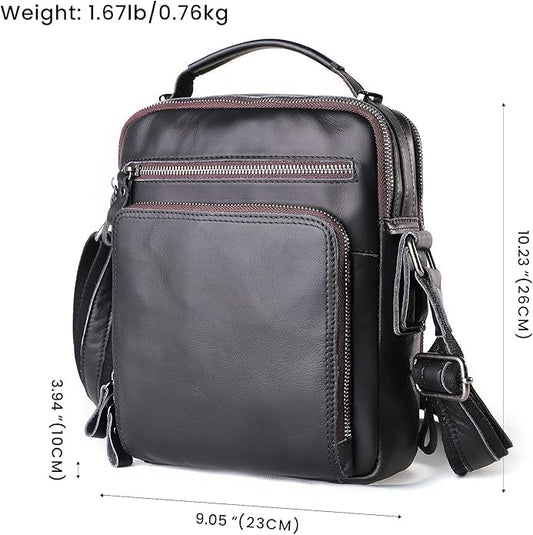 Genuine Leather Small Messenger Bag for Men Vintage Shoulder Crossbody Bags for Work Business Travel