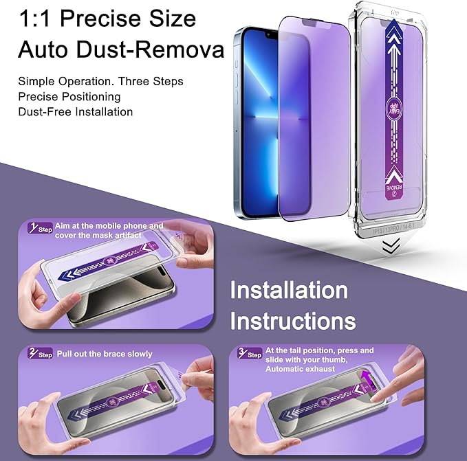 CHISHA 2-Pack Anti Blue Light Matte Screen Protector for iPhone 14 and iPhone 13 and iPhone 13 Pro 6.1-Inch, Auto Dust Removal, No Bubbles, High Definition Clear, Easy Installation