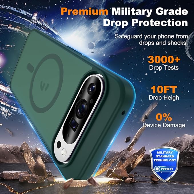 Compatible with Google Pixel 9 Pro XL Case with Magnetic [Compatible with Mag-Safe][Military Grade Drop Protection] Slim Translucent Matte Phone Case with Anti-Fingerprint Tech, Green