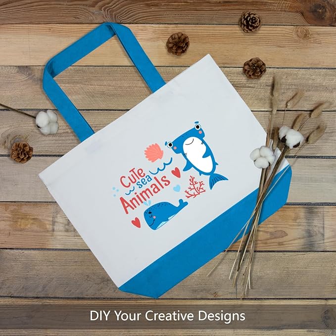 TOPDesign 3-Pack Super Strong Large 12oz Cotton Canvas Tote Bags, Reusable Grocery Shopping Cloth Bags, Fashionable Two-Tone Totes for Crafts, DIY Your Creative Designs