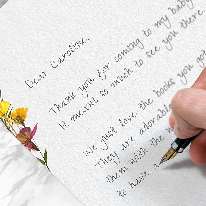 Pressed Flower Letterhead / 50 Sheets / 8.5" x 11" Trendy Event Baby Shower Bridal Shower Wedding Paper/All Occasion Floral Decorative Stationery