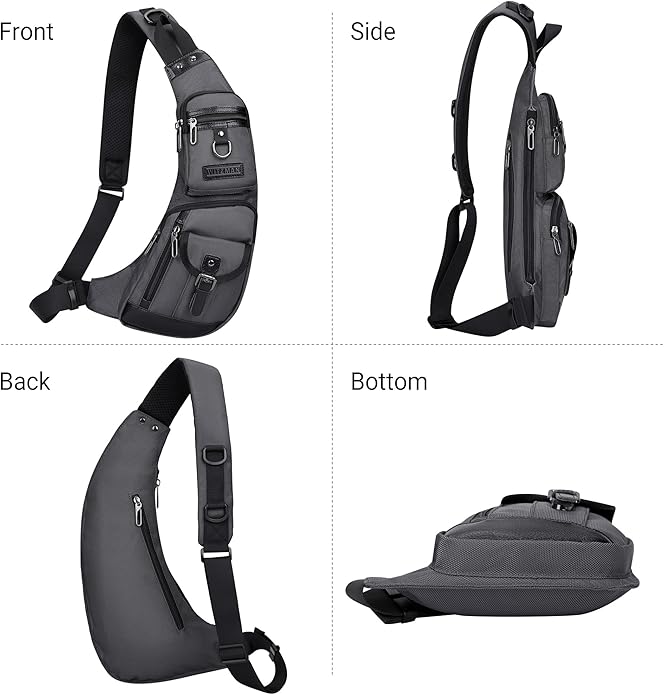 WITZMAN Sling Bag for Men Crossbody Bags Travel Slim Chest Bag One Strap Lightweight Casual Daypack