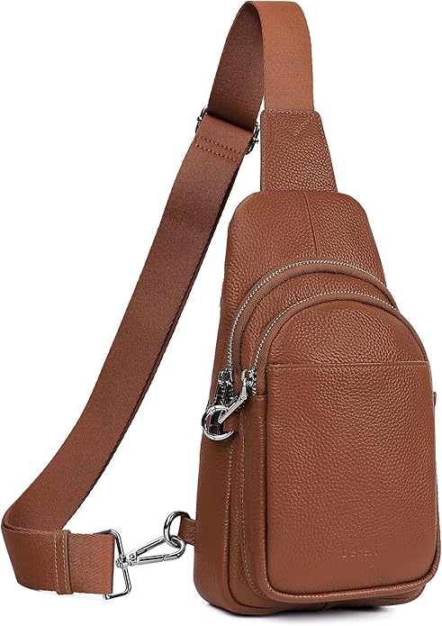 befen Genuine Leather Small Sling Bag for Women Anti-Theft Crossbody Chest Bags Fanny Packs for Travel with RFID Card Slots