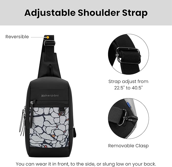 Sherpani Metro, Anti Theft Sling Bag, Sling Backpack, 5L Travel Bag, Shoulder Chest Purse, Crossbody Backpack for Women, Metal Hardware, Travel Gift (Sakura Pro)