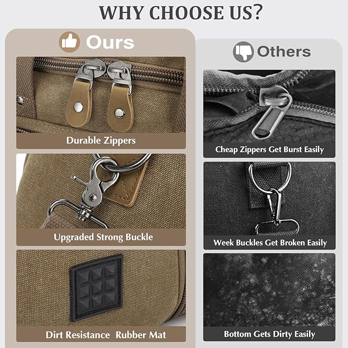 Gonex Canvas Duffle Bag 60L Travel Duffel Overnight Weekend Bag with Shoe Compartment (Coffee)