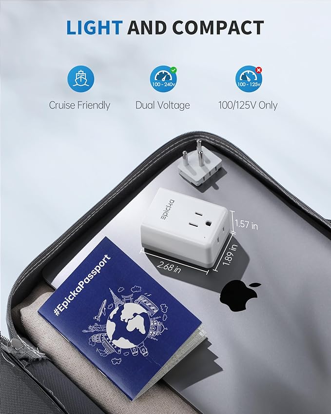 EPICKA US to Thailand Travel Adapter, Universal Plug Adapter with 2 US Outlets, 3 USB-A & 2 USB-C Ports, Ultra Compact Swap&Adapt Type O Plug Attachment for Thailand (X232O)