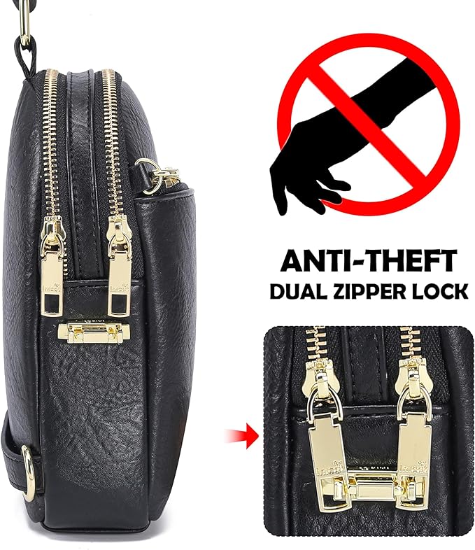 INICAT RFID Blocking Sling Bag Leather Crossbody Bags for Women Fanny Pack Cross Body for Woman Chest Bag for Travel 1.9L