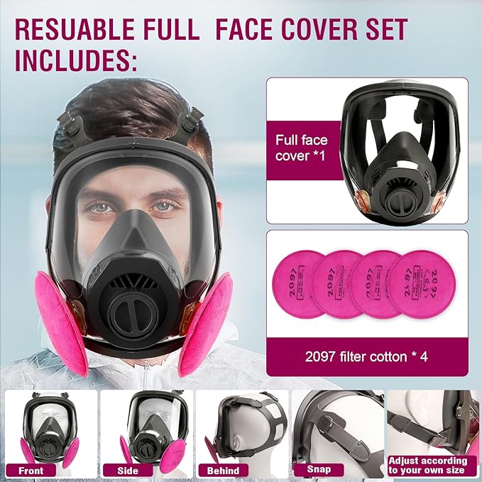 Respirator Mask, Reusable Face Respirators with Filters, Gas Masks Against Chemicals/Organic Vapor/Formaldehyde