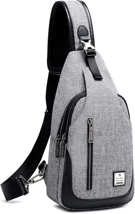 Small Sling Bag Crossbody Backpack Over the Shoulder Bag for Men Women Travel Outdoors, Lightweight Sling Chest Pack (Small, Grey)