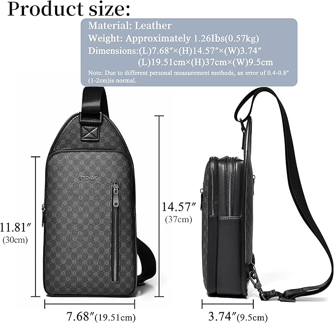FSD. WG sling Backpack for Men Chest Bag Crossbody Shoulder Bags Travel Hiking Bag Purse for Men with Water Resistant