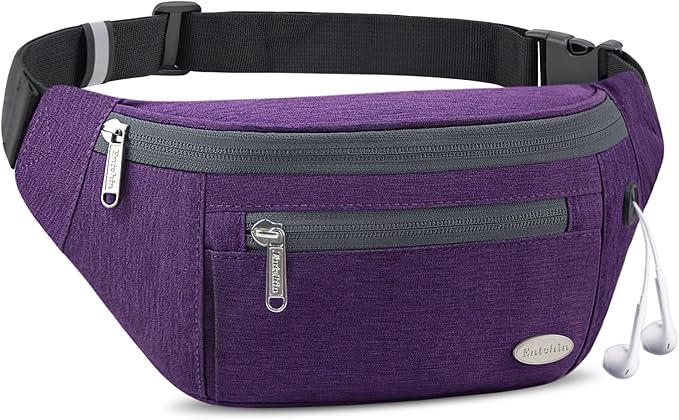 Entchin Fanny Pack for Women Men,Crossbody Belt Bag with 4-Zipper Pockets,Adjustable Waist Bag Pack,One of the Most Popular Travel Essential Gifts for Walking,Traveling,Cycling