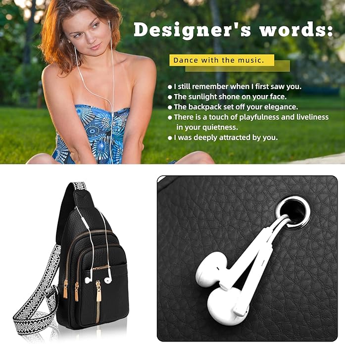 Leather Sling Bag for Women,Travel Small Sling Bag Crossbody Bags for Women-Vegan Leather Fanny Pack Crossbody Bags