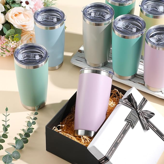 Sieral 36 Packs Stainless Steel Tumbler Bulk with Lid Vacuum Double Wall Insulated Travel Coffee Mug Powder Coated Tumbler Cup for Graduation Wedding Christmas Birthday Party(Matte Color, 20 oz)