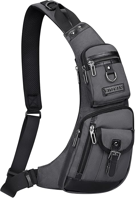 WITZMAN Sling Bag for Men Crossbody Bags Travel Slim Chest Bag One Strap Lightweight Casual Daypack