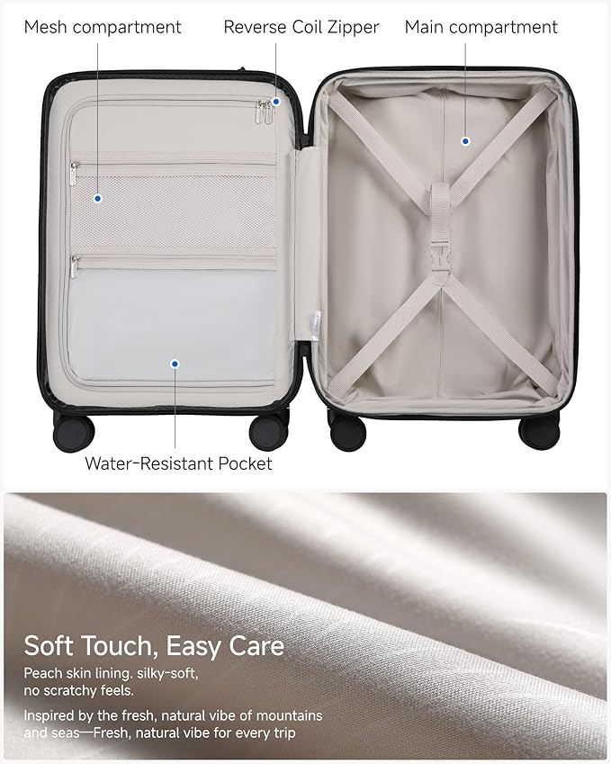 LUGGEX Carry On Luggage 22x14x9 Airline Approved, Expandable Polycarbonate Suitcase with Front Pocket (Purple, 20 Inch, 38L)