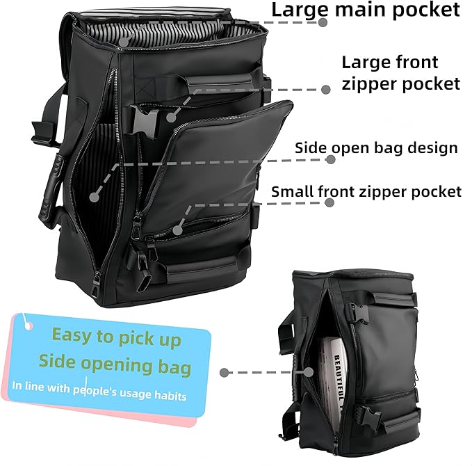 Carry On Backpack Travel Backpack for Men & Women, Durable Convertible Duffle Bag Fit for 16 Inch Laptop for Fitness, Travel (Gray)