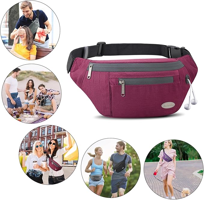 Entchin Fanny Pack for Women Men,Crossbody Belt Bag with 4-Zipper Pockets,Adjustable Waist Bag Pack,One of the Most Popular Travel Essential Gifts for Walking,Traveling,Cycling
