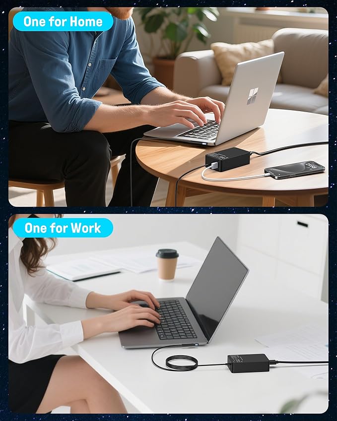 Surface Pro Laptop Charger 65W Compatible with Microsoft Surface Pro 7, 10, 9, 8, 7+, 6, 5, 4, 3, X, Windows Surface Laptop 6, 5, 4, 3, 2, 1, Surface Go Tablet, Surface Book 3, 2, 1, Support 44W, 36W