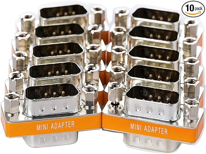 DB9 Null Modem Adapter Male to Male 10 Pack