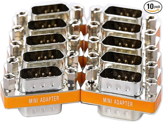 DB9 Null Modem Adapter Male to Male 10 Pack