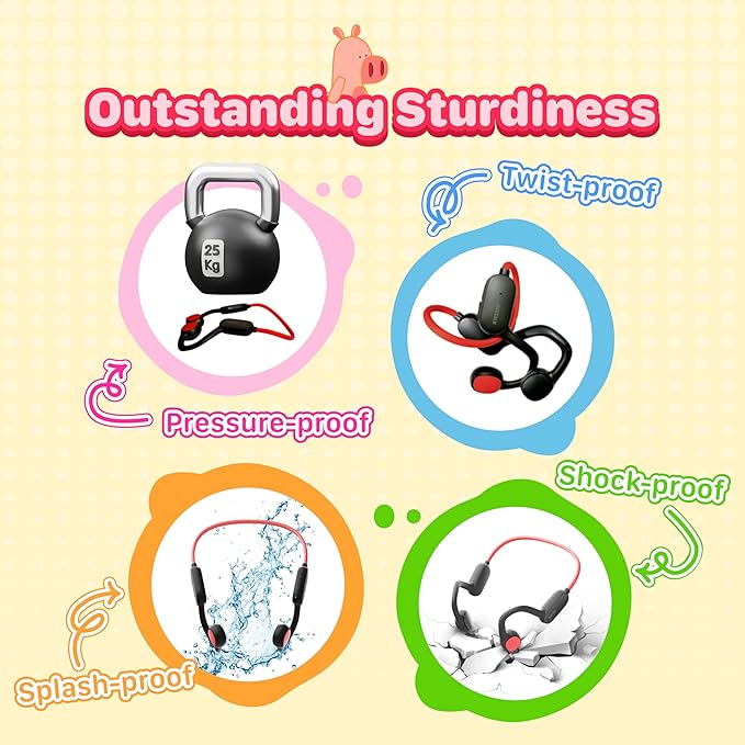 2 Pack Kids Bluetooth Headphones Wireless Earbuds, Open Ear Headphones for Kids, Internal Mic, IPX5 Waterproof, 30g Lightweight & Robust, Air Conduction,85dB Hearing Protection (Red & Green)