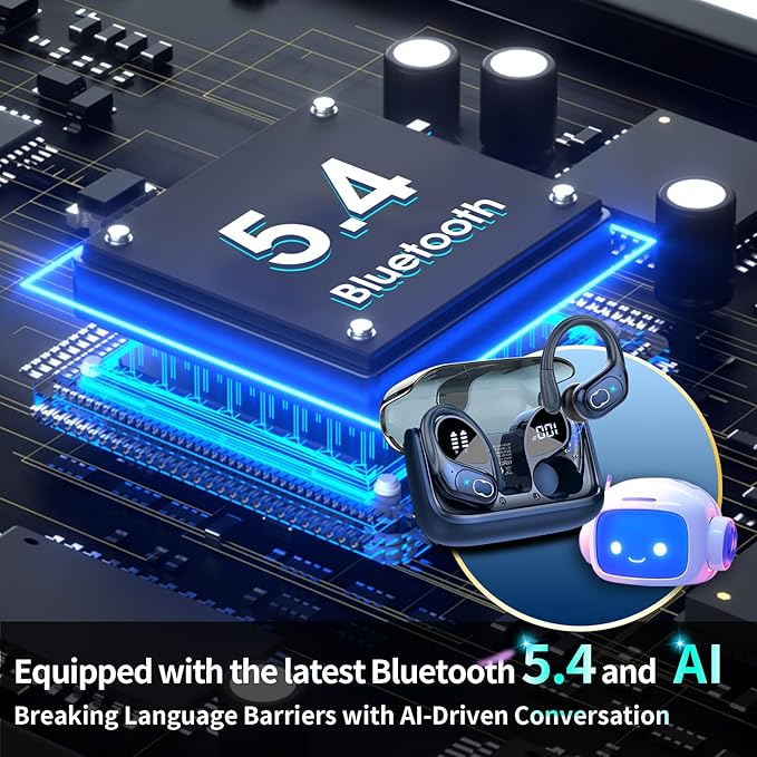 AI Translation Earbuds Real Time, 164 Language Translator Earbud 3-in-1 Bluetooth 5.4 Translator Earbuds with 6 Translation Modes, 75H Translators Headphones with APP for Travel Business, Blue