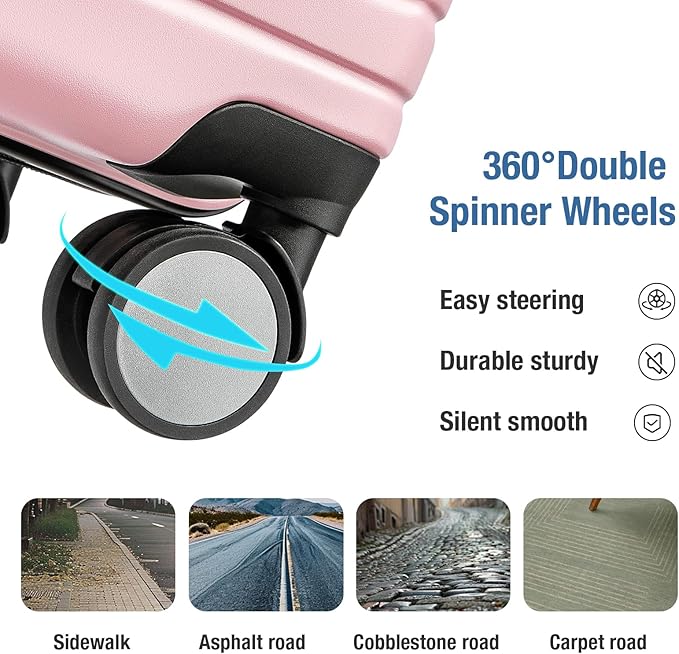 KYME Carry On Luggage 22x14x9 Airline Approved with TSA Lock Hard Shell Carry On Suitcase Lightweight Suitcases with Wheels Small Luggage for Men Women,Carry-On 20 Inch,Pink