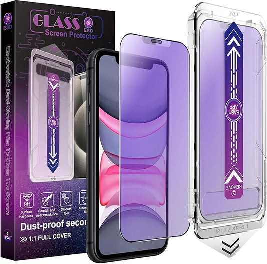 CHISHA 2-Pack Anti Blue Light Matte Screen Protector for iPhone 11 and iPhone XR 6.1-Inch, Auto Dust Removal, No Bubbles, High Definition Clear, Easy Installation
