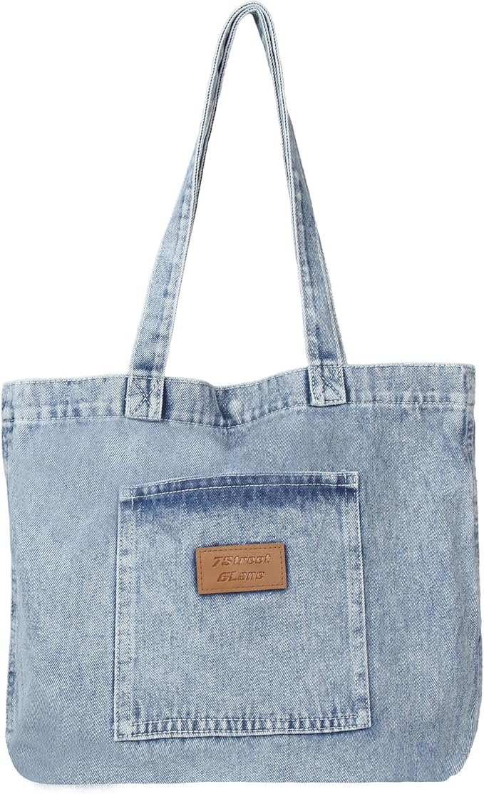 Denim Tote Bag for Women-Shoulder Handbag Perfect for Work Shopping,Hobo Bag