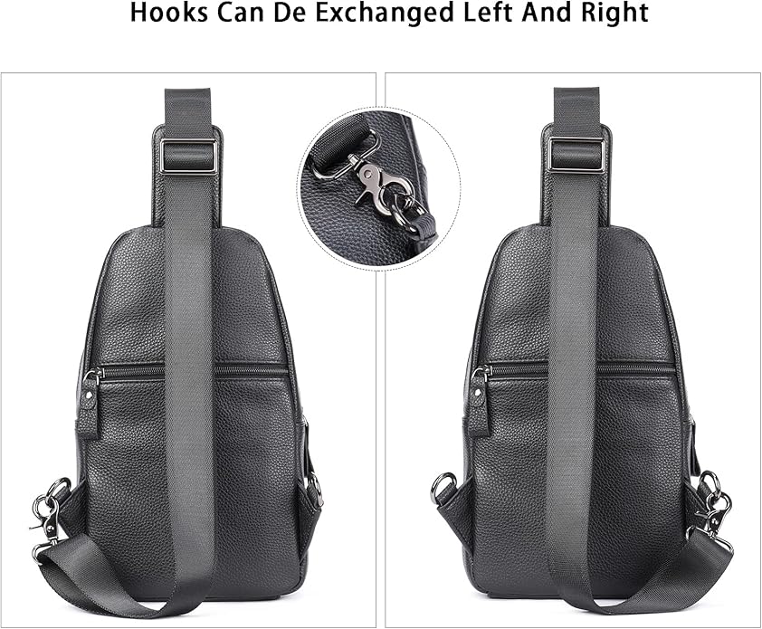 LUKZIJAES Genuine Leather Sling Bag for Men