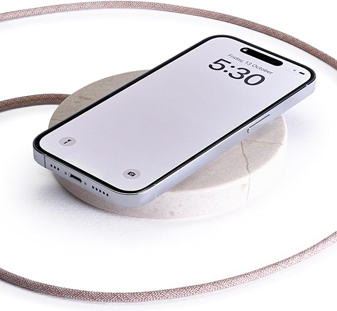 Einova Classic Stone – Marble Wireless Charging Pad Designed in Italy, Integrated 6 ft USB-C Cable, Smartphones, Wireless Earbuds, Smartwatches – Cream Marble