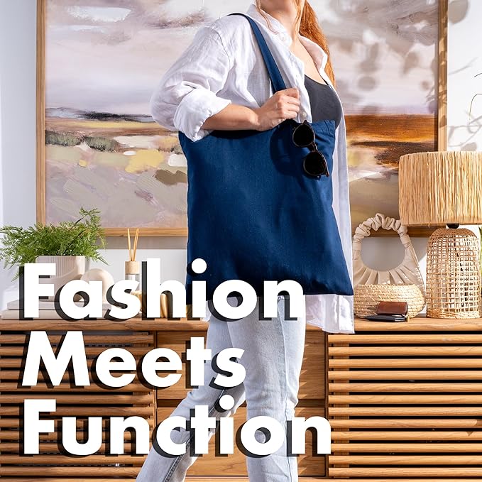 Carrywell |Not Made In China| 6 Pack Cotton Tote Bags, Lightweight Reusable Grocery Shopping Bag, Blank Bulk Cloth Totes with Handles, Great For Custom Screen Print and Gifts (15"x16")