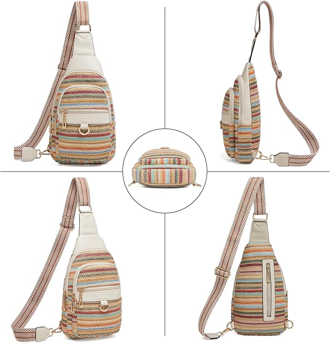 Womens Sling Bag Crossbody Bags for Women Vegan Leather Sling Backpack Daypack Fanny Pack Crossbody Purse Travel